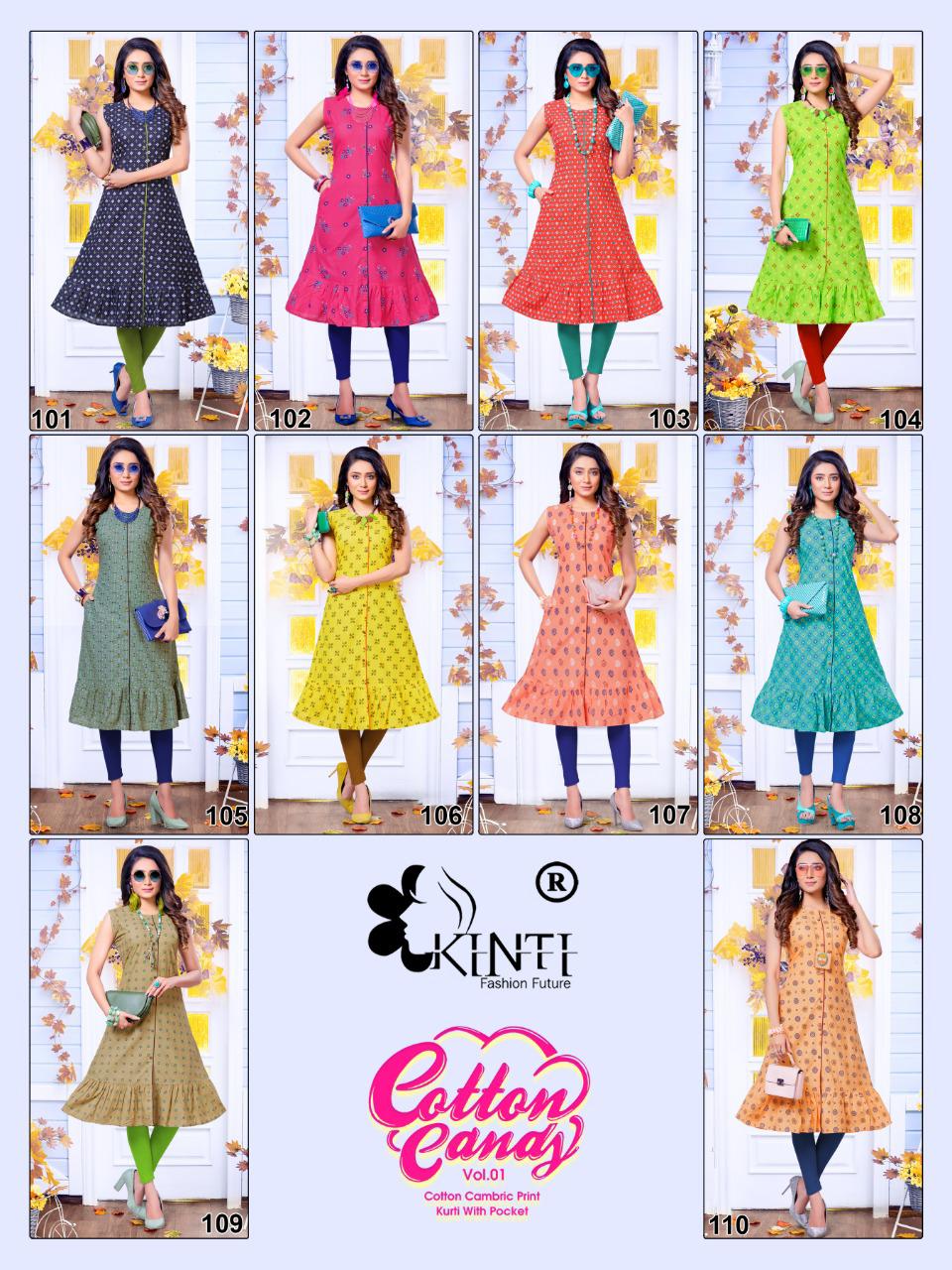 Kinti Cotton Candy 1 A Latest Fancy Designer Ethnic Wear Line Cambric Cotton Printed Kurti Collection
